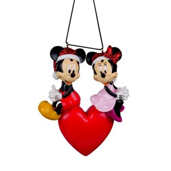 Kurt S. Adler kunststof kerstbal Disney Mickey Mouse & Minnie Mouse verliefd 12cm multi 