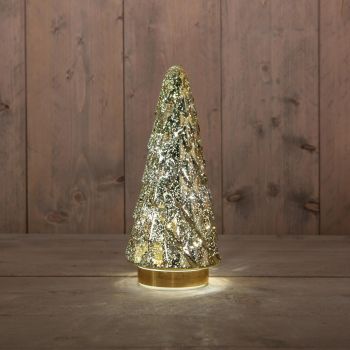 Kerstboom 10led 28.5x13cm goud