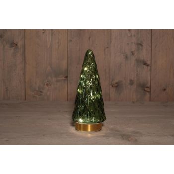 Boom glas h24.5cm groen/goud bo