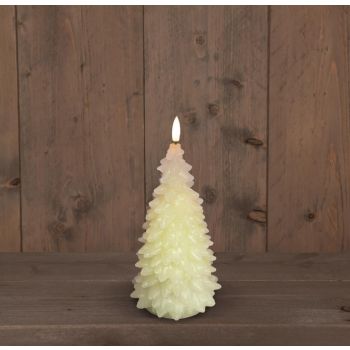 Anna's Collectie LED-kaars 3D-vlam kerstboom 9,5x20cm ivoor 1 stuk.