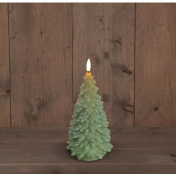 Anna's Collectie LED-kaars 3D vlam kerstboom 9.5x20cm jadegroen 1 stuk.