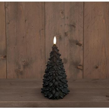 Anna's Collection LED kaars 3D vlam kerstboom 9.5x20cm zwart 1 stuks