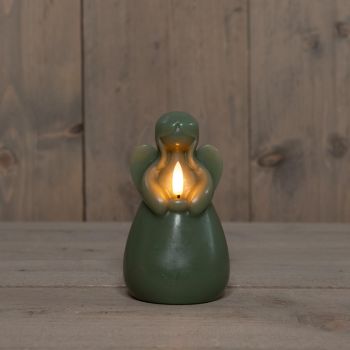 Anna's Collectie LED-kaars met 3D-vlam engel 8.5x14.5cm jadegroen 1 stuk