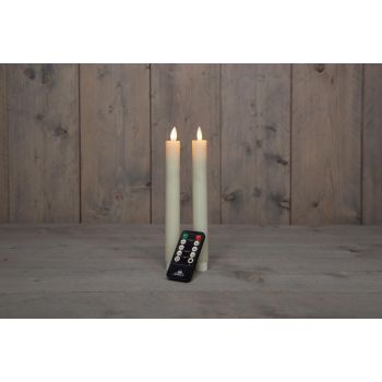 Anna's Collection LED dinner candle flame effect rustic 23 cm ivory 2 pieces => Anna's Collection LED dinerkaars met vlam effect rustiek 23 cm ivoor 2 stuks