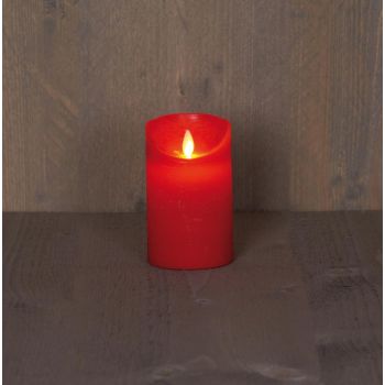 Anna's collectie LED-kaars met vlam-effect rustiek 7,5x12,5cm rood 1 stuk.