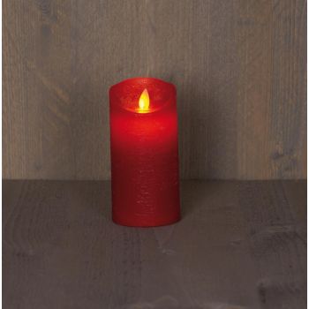 Anna's Collectie LED-kaars met vlam-effect rustiek 7,5x15cm rood 1 stuks