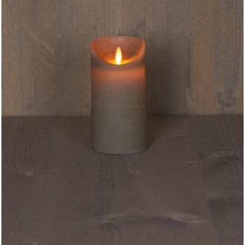 Anna's Collectie LED-kaars met vlam-effect rustiek 7,5x15cm taupe 1 stuks