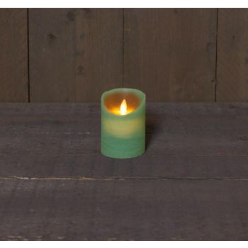 Anna's Collectie LED-kaars met vlam-effect in rustieke stijl 7.5x10cm jade groen 1 stuk