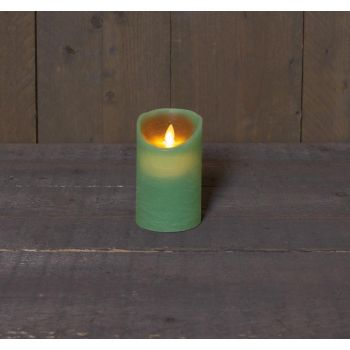 Anna's Collection LED-kaars met vlam-effect rustiek 7.5x12.5cm jade groen 1 stuk