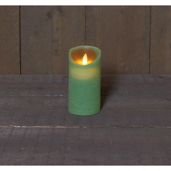 Anna's Collectie LED kaars vlam effect rustiek 7.5x15cm jade groen 1 stuk