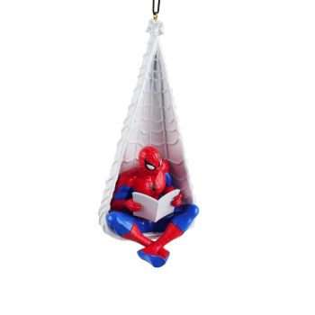 Kurt S. Adler kunststof kerstbal Disney Marvel Spiderman hangstoel 12cm multi 