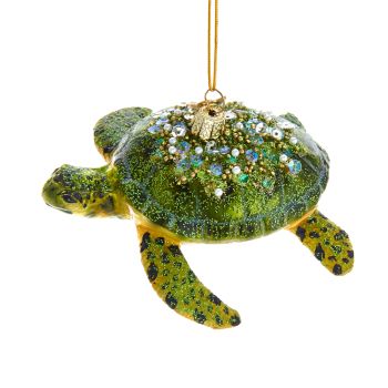 Kurt S. Adler glazen kerstbal schildpad 10cm groen 