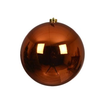 Decoris kunststof kerstbal 14 cm oranje 1 stuks