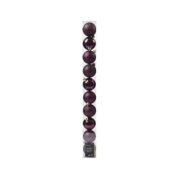 Decoris kunststof kerstbal 6cm donker mauve 10 stuks