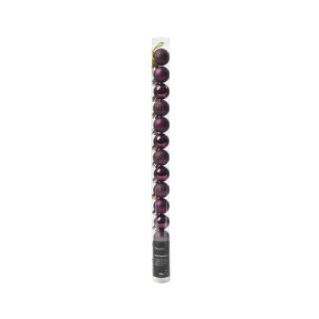 Decoris kunststof kerstbal 3cm donker mauve 14 stuks