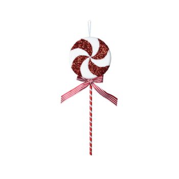 Decoris kunststof kerst ornament lolly 42cm rood, wit