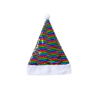 Decoris kerstmuts regenboog 42cm multi