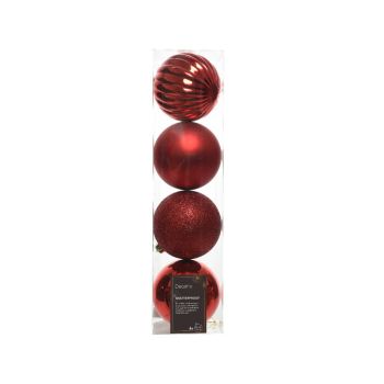 Decoris kunststof kerstballen rood 4 stuks