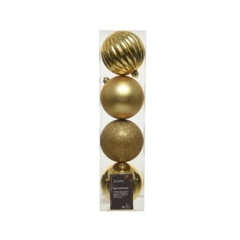 Decoris kunststof kerstballen goud 4 stuks