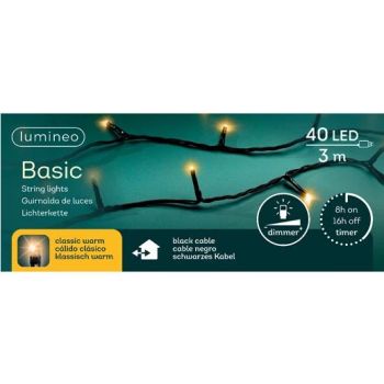 Lumineo kerstboomverlichting 3 meter 40LED classic warm buiten