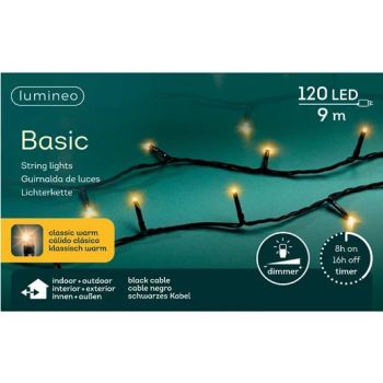 Lumineo kerstboomverlichting 9 meter 120LED classic warm buiten