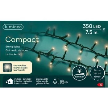 Lumineo kerstboomverlichting 7,5 meter 350LED warm wit buiten