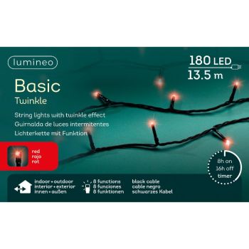 Led basisverlichting twinkelt buiten 180led 13.5m rood