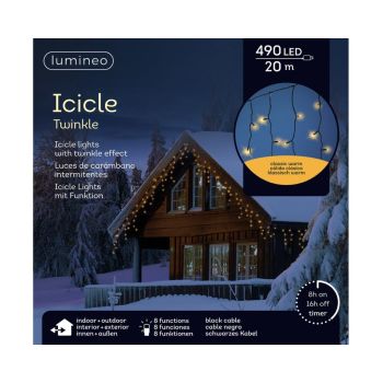 Lumineo Icicle kerstverlichting twinkel 20 meter 490LED zwart