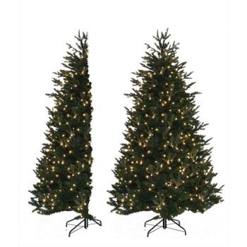 Own Tree Irish Pine halve kunstkerstboom met verlichting groen 2,4 m x 70 cm