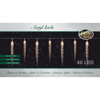 Kerstverlichting LED ijspegel 40 lampjes warm wit 6 m