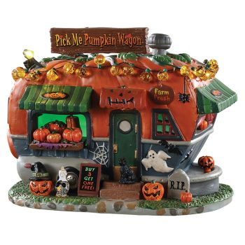 Lemax pick me pumpkin wagon Spooky Town 2019