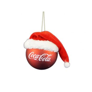 Kurt S. Adler kunststof kerstbal Coca-Cola kerstbal met muts 8cm rood 