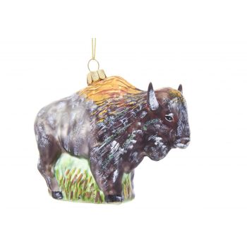 Kurt S. Adler glazen kerstbal buffel 9cm bruin 