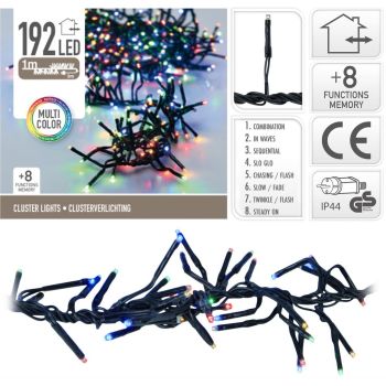 Kerstverlichting 192 LED cluster multicolor 1 meter